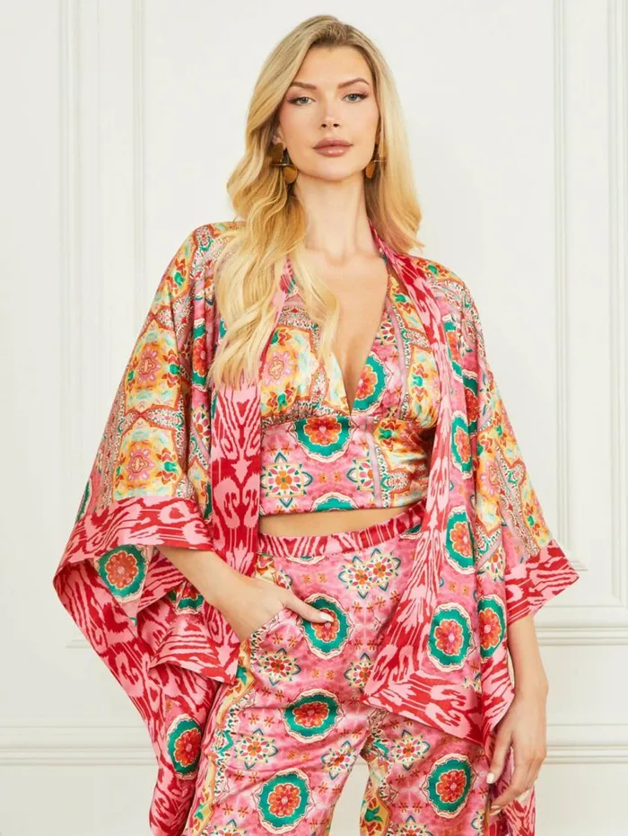 Women Babylon Satin Kimono Babylon Blanket Print Marciano Jackets