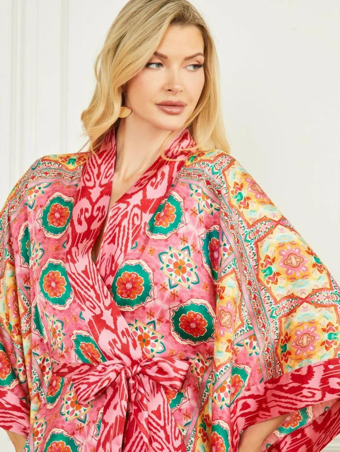 Women Babylon Satin Kimono Babylon Blanket Print Marciano Jackets Women Babylon Satin Kimono Babylon Blanket Print Marciano Jackets