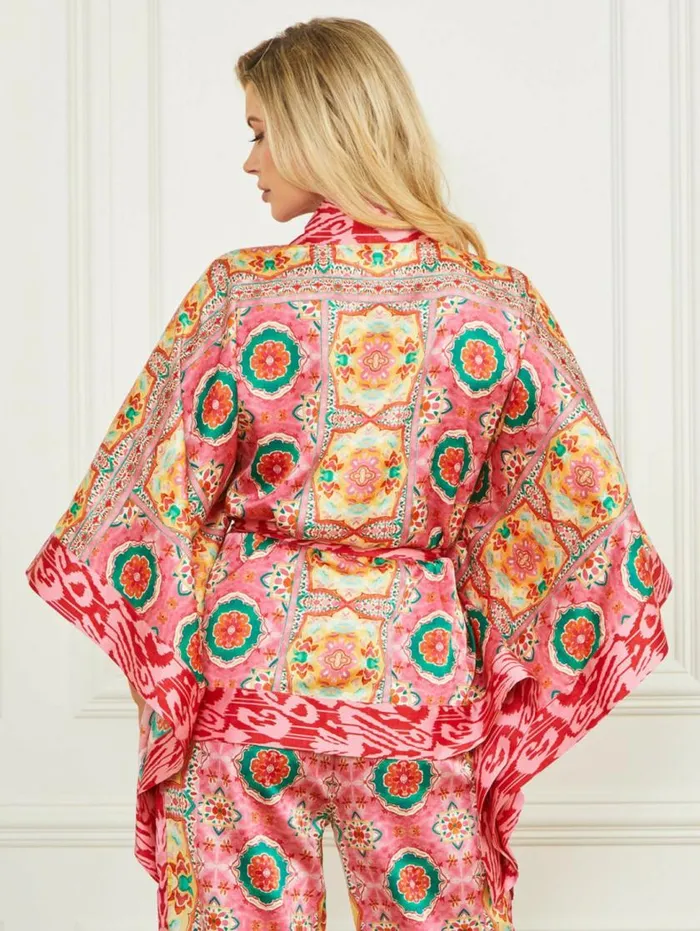 Women Babylon Satin Kimono Babylon Blanket Print Marciano Jackets Women Babylon Satin Kimono Babylon Blanket Print Marciano Jackets