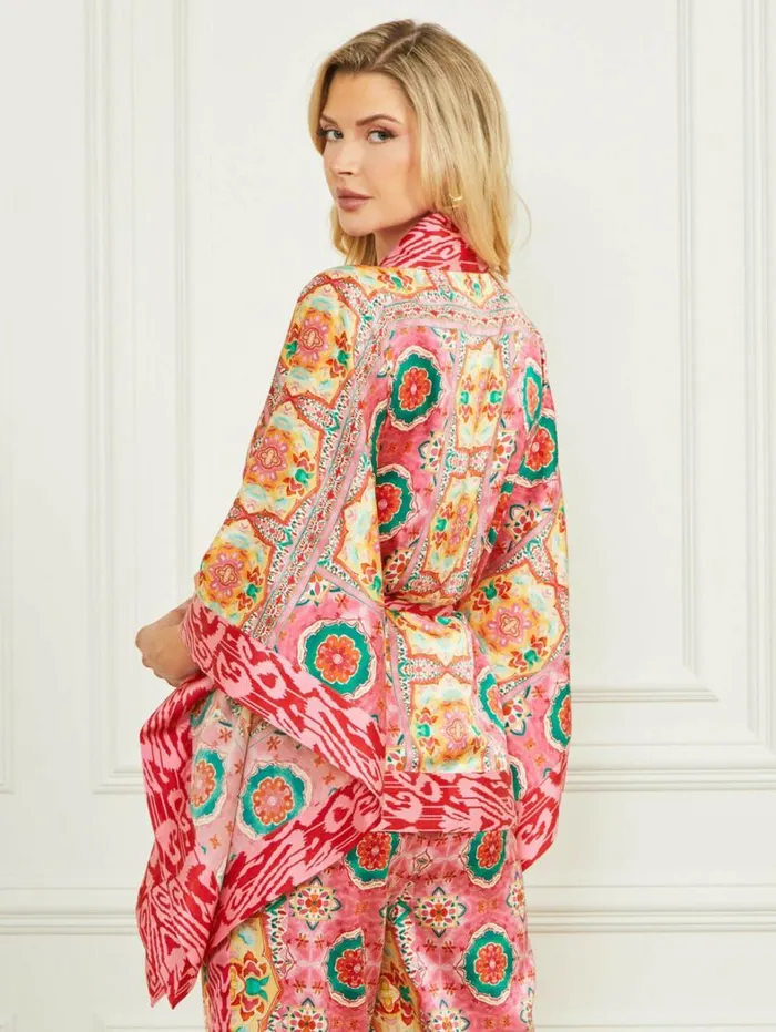 Women Babylon Satin Kimono Babylon Blanket Print Marciano Jackets Women Babylon Satin Kimono Babylon Blanket Print Marciano Jackets