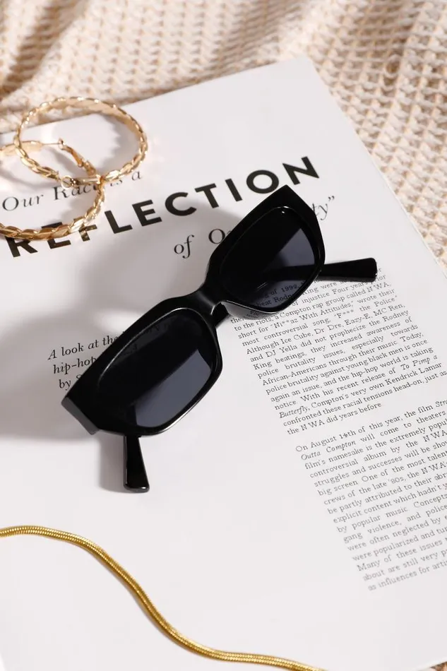 Women Bags Cupshe Fearne Square Modern Sunglass Black