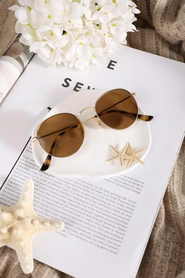 Women Bags Cupshe Golden Legend Round Sunglasses Yellow