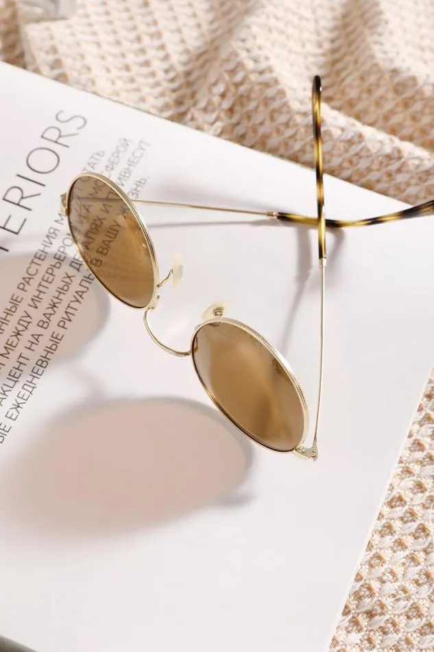 Women Bags Cupshe Golden Legend Round Sunglasses Yellow