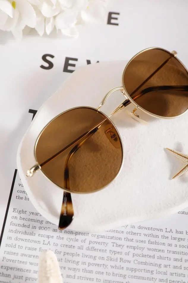 Women Bags Cupshe Golden Legend Round Sunglasses Yellow