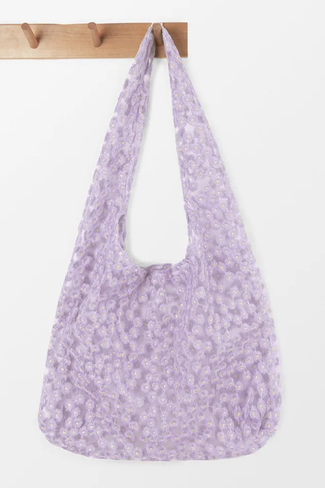 Women Bags Cupshe Seven Commandos Embroidery Floral Shoulder Bag Purple