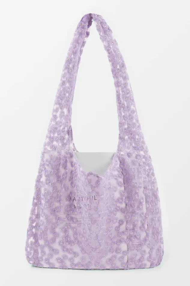 Women Bags Cupshe Seven Commandos Embroidery Floral Shoulder Bag Purple
