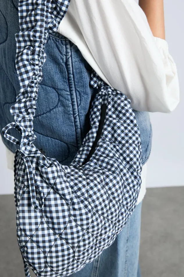 Women Bags Damson Madder Ruched Kidney Bag In Gingham