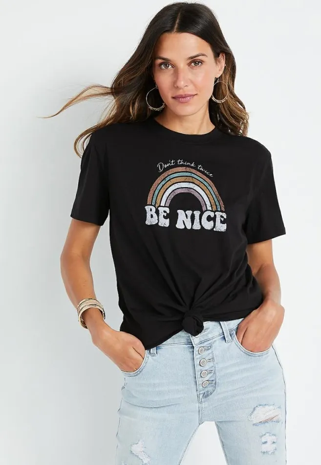 Women Be Nice Oversized Graphic Tee Maurices Tops