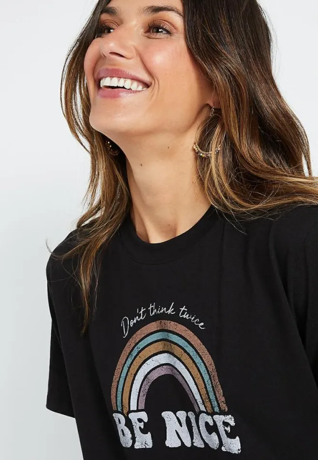 Women Be Nice Oversized Graphic Tee Maurices Tops