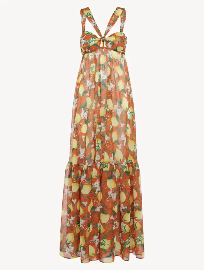 Women Beach Coverups La Perla Orange Printed Maxi Dress