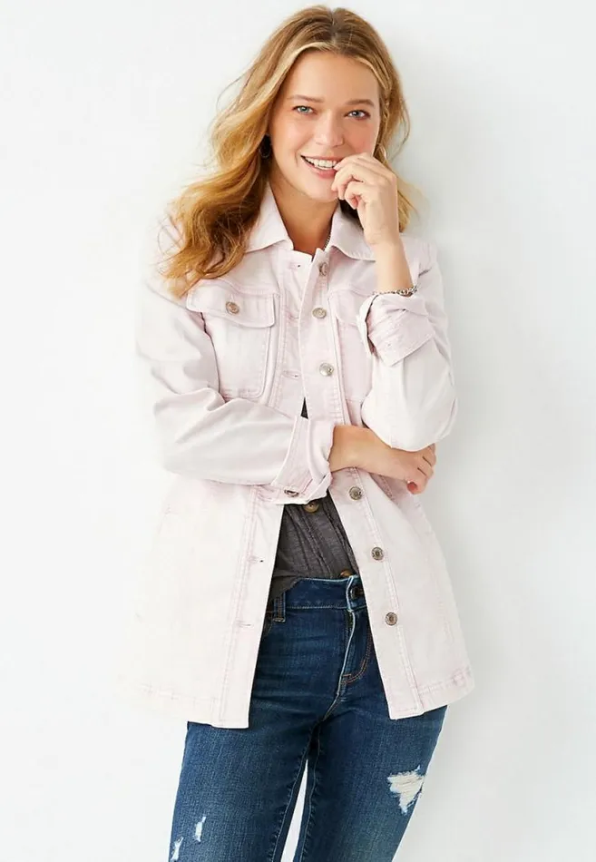 Women Belted Denim Trench Jacket Maurices Tops