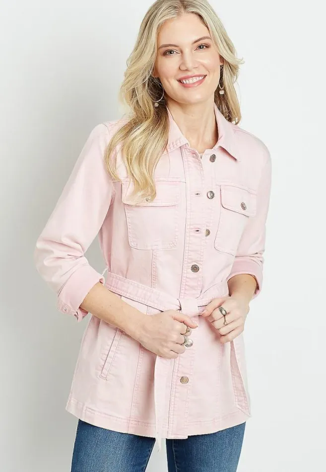 Women Belted Denim Trench Jacket Maurices Tops
