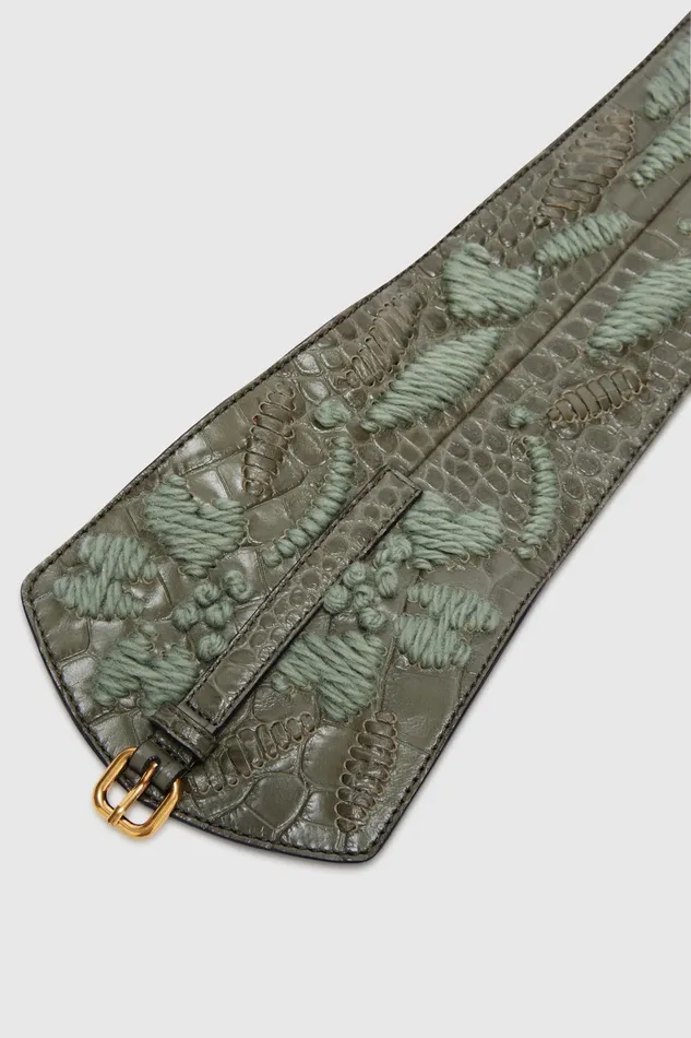 Women Belts Ermanno Scervino Leather Corset With Handmade Loops And Embroidery