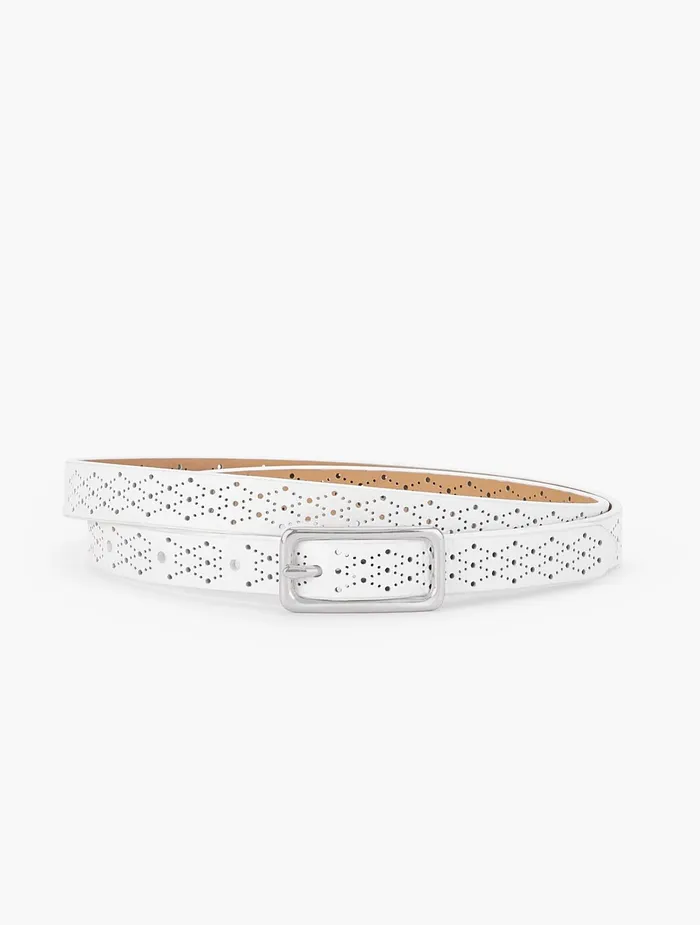 Women Belts Talbots Perforated Nappa Leather Belt White
