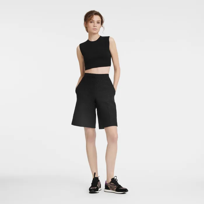 Women Bermuda Shorts Black Longchamp Trousers and Shorts