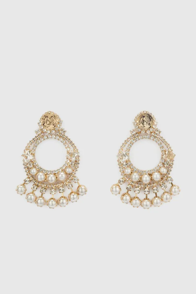 Women Bijoux Ermanno Scervino Gold Drop Earrings With Pearls And Stones 8211 Ermanno Scervino Gold Women Bijoux Ermanno Scervino Gold Drop Earrings With Pearls And Stones 8211 Ermanno Scervino Gold