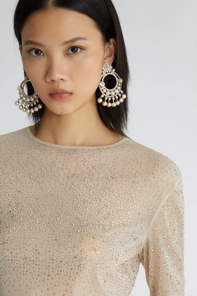 Women Bijoux Ermanno Scervino Gold Drop Earrings With Pearls And Stones 8211 Ermanno Scervino Gold