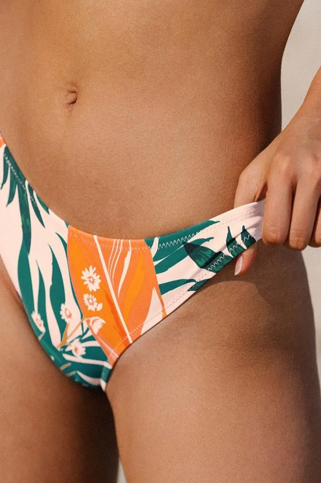 Women Bikini Bottoms Cupshe Bright Leafy Print Bikini Bottom Multicolor