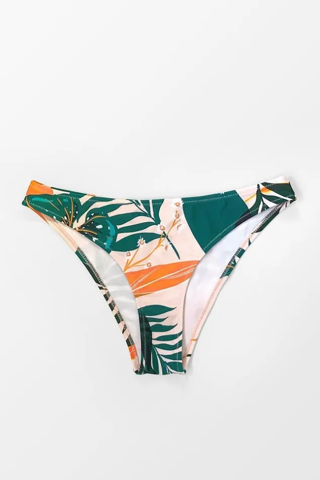 Women Bikini Bottoms Cupshe Bright Leafy Print Bikini Bottom Multicolor