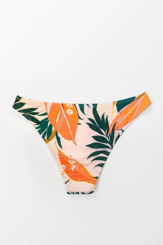 Women Bikini Bottoms Cupshe Bright Leafy Print Bikini Bottom Multicolor