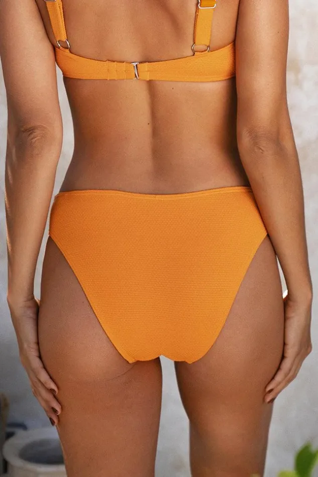 Women Bikini Bottoms Cupshe Caitlyn Textured Low Waisted Bikini Bottom Orange