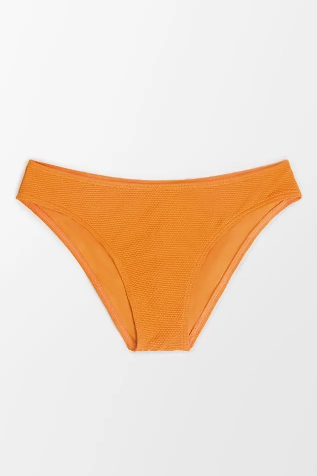Women Bikini Bottoms Cupshe Caitlyn Textured Low Waisted Bikini Bottom Orange