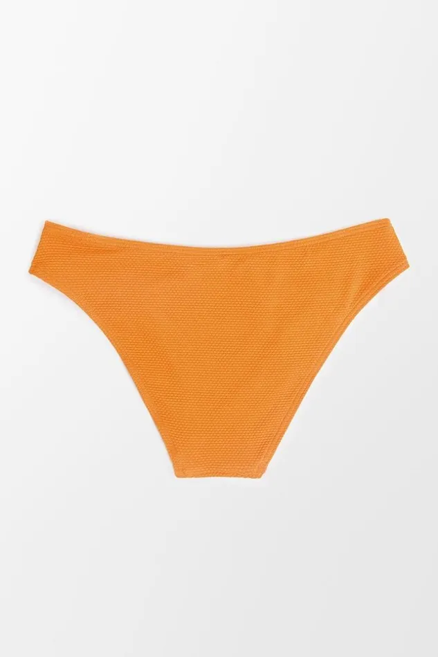 Women Bikini Bottoms Cupshe Caitlyn Textured Low Waisted Bikini Bottom Orange