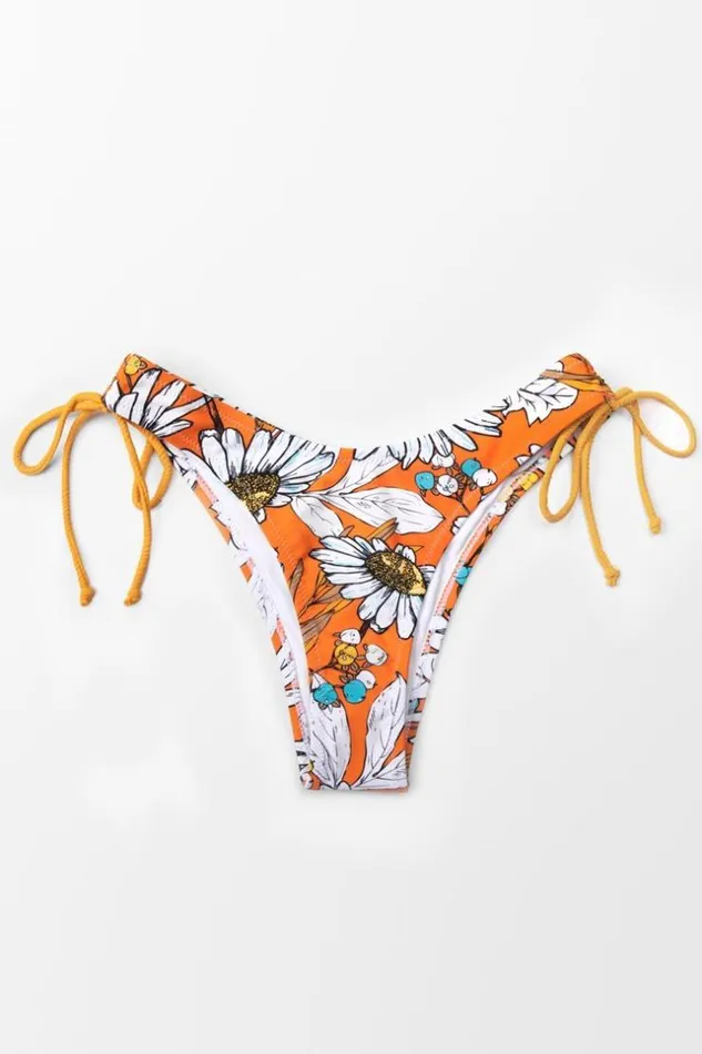 Women Bikini Bottoms Cupshe Daisy Tie Side Bikini Bottom Multicolor