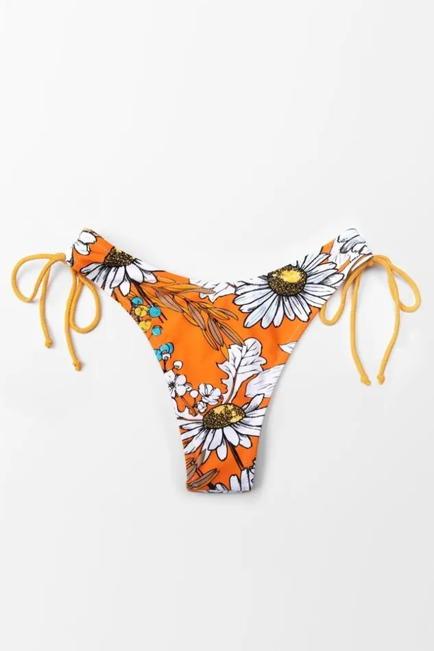 Women Bikini Bottoms Cupshe Daisy Tie Side Bikini Bottom Multicolor