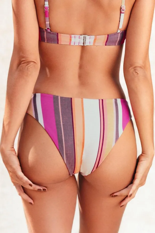 Women Bikini Bottoms Cupshe Nikita Striped Low Waisted Reversible Bikini Bottom Multicolor