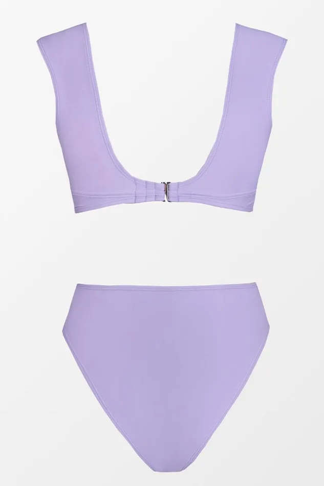 Women Bikini Sets Cupshe Paluma Cap Sleeve Bralette And Twist Front High Waist Bikini Set Purple