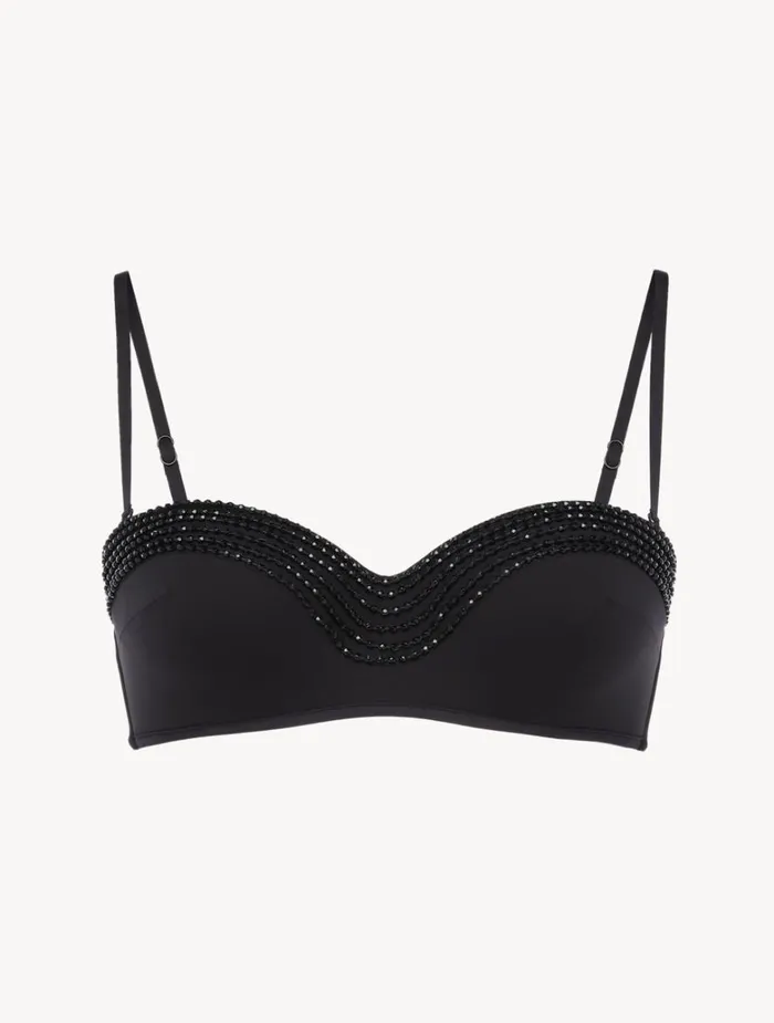 Women Bikinis La Perla Bandeau Bikini Top In Black With Beading