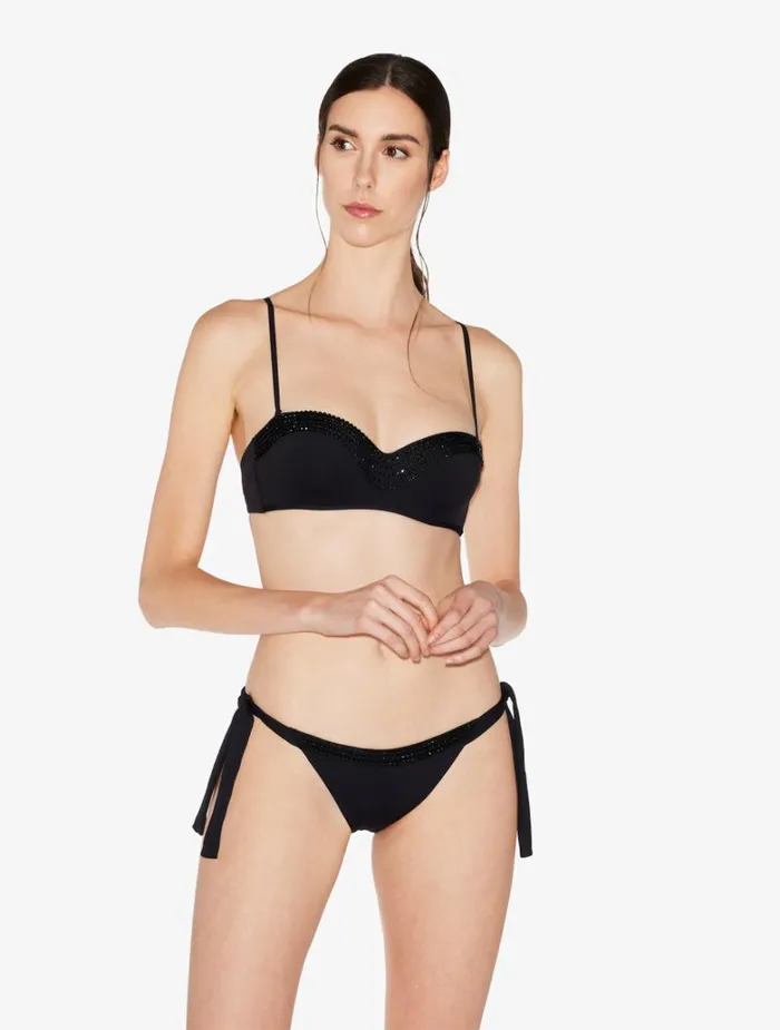Women Bikinis La Perla Bandeau Bikini Top In Black With Beading