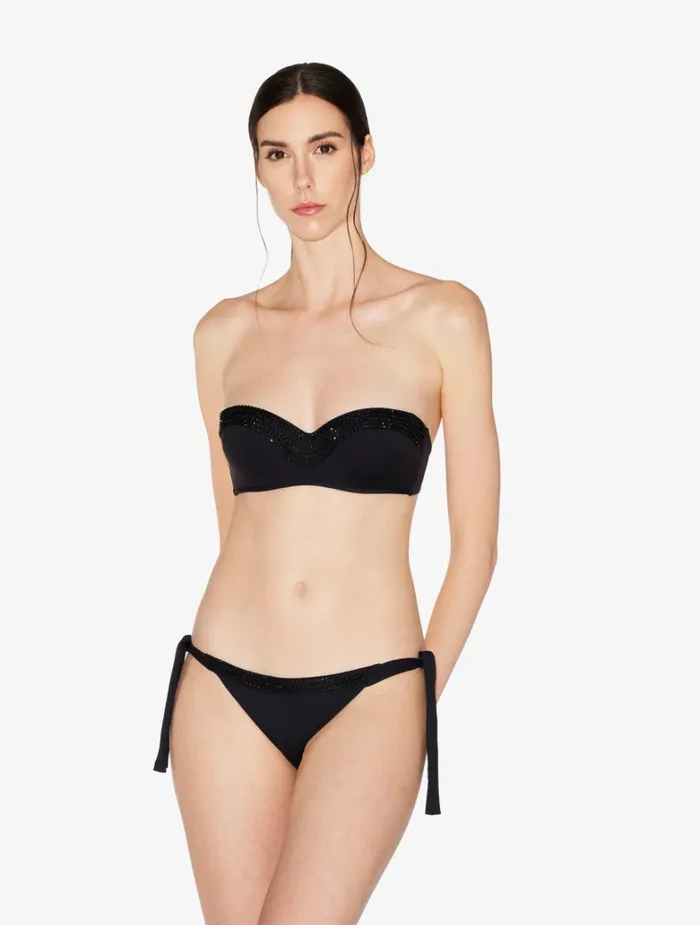 Women Bikinis La Perla Bandeau Bikini Top In Black With Beading