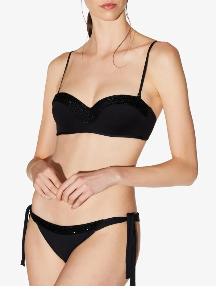 Women Bikinis La Perla Bandeau Bikini Top In Black With Beading