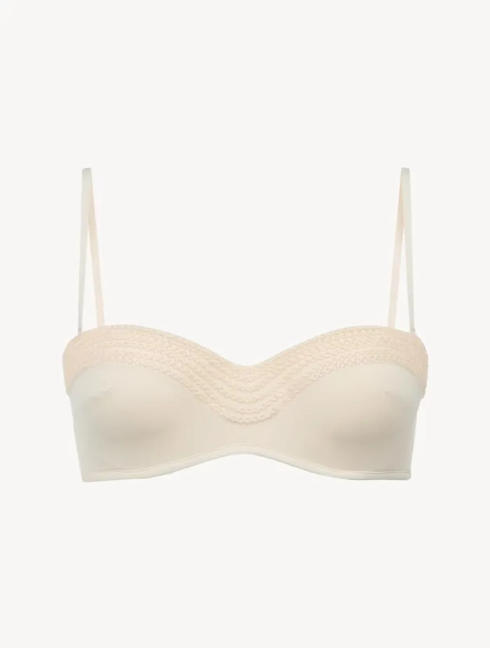 Women Bikinis La Perla Bandeau Bikini Top In Champagne With Beading