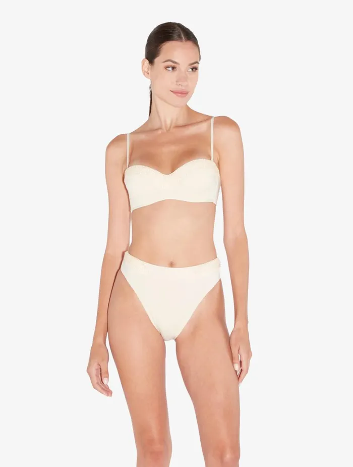 Women Bikinis La Perla Bandeau Bikini Top In Champagne With Beading