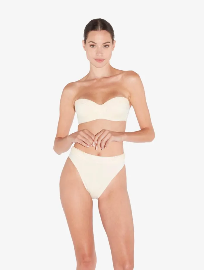 Women Bikinis La Perla HighWaisted Brazilian Bikini Brief In Champagne With Beading