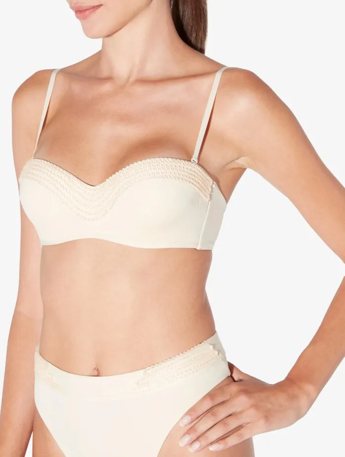 Women Bikinis La Perla HighWaisted Brazilian Bikini Brief In Champagne With Beading