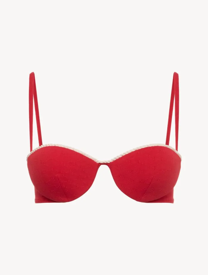 Women Bikinis La Perla Monogram Bandeau Bikini Top In Red