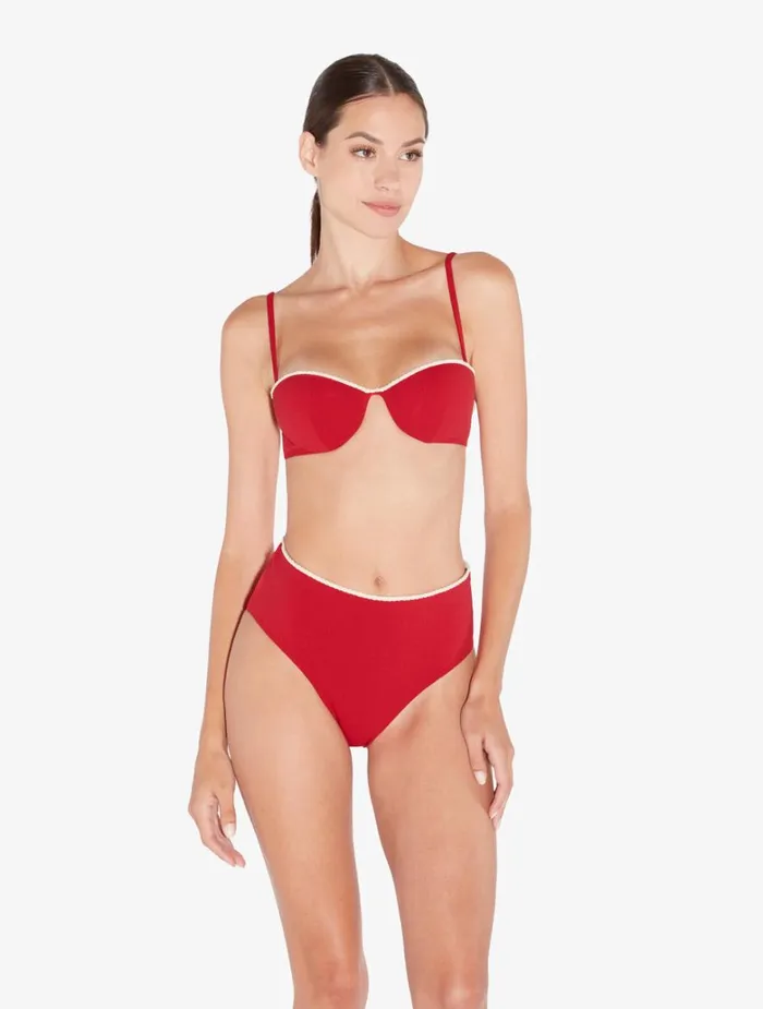 Women Bikinis La Perla Monogram Bandeau Bikini Top In Red