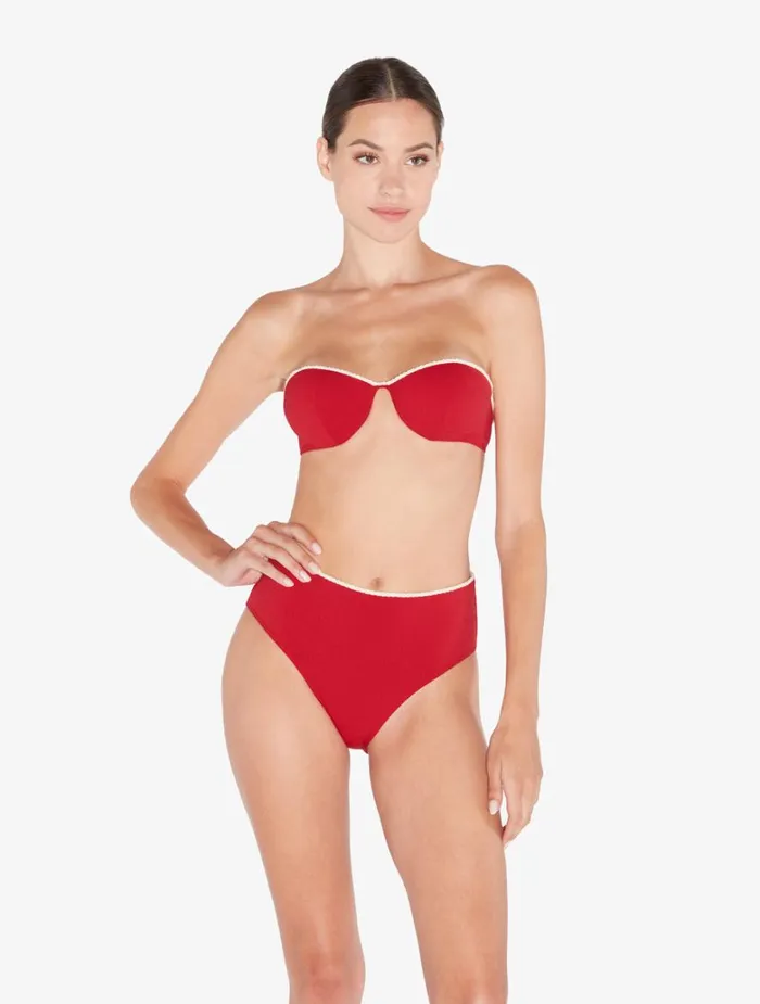 Women Bikinis La Perla Monogram Bandeau Bikini Top In Red