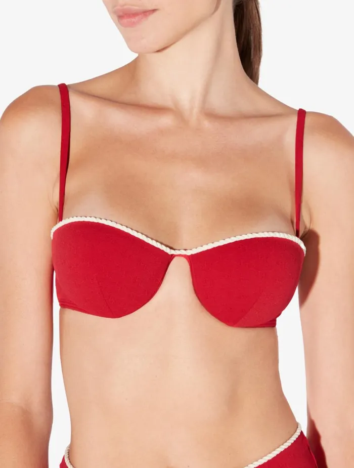 Women Bikinis La Perla Monogram Bandeau Bikini Top In Red