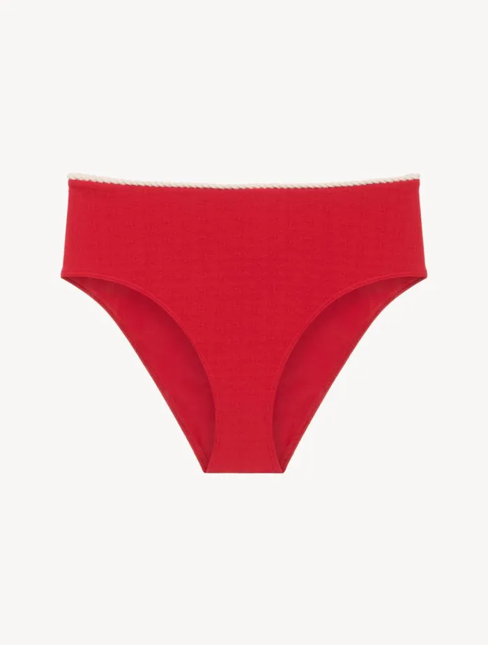 Women Bikinis La Perla Monogram High Waist Bikini Brief In Red