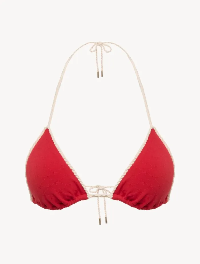 Women Bikinis La Perla Monogram Triangle Bikini Top In Red