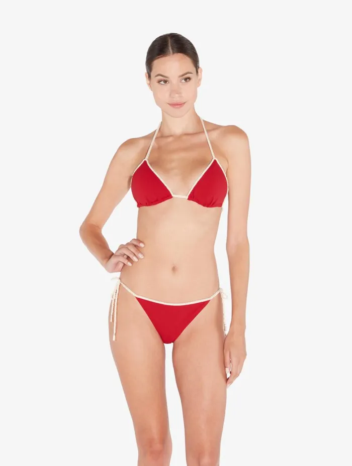 Women Bikinis La Perla Monogram Triangle Bikini Top In Red