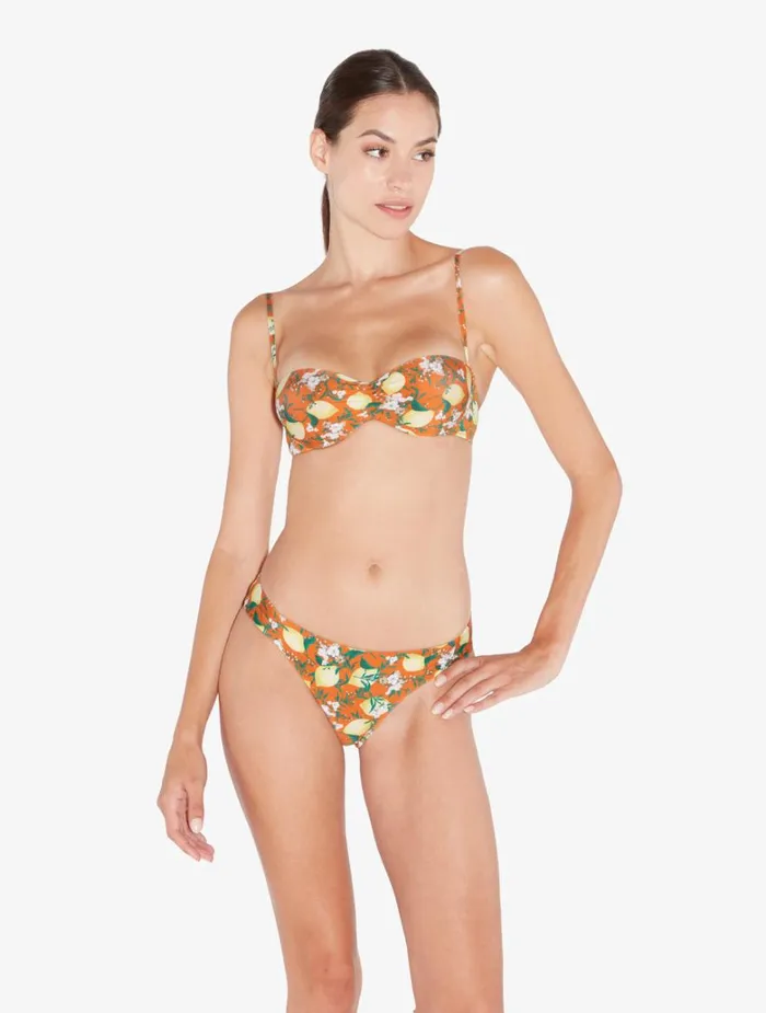 Women Bikinis La Perla Orange Printed Bikini Brief With Pleat Detailing
