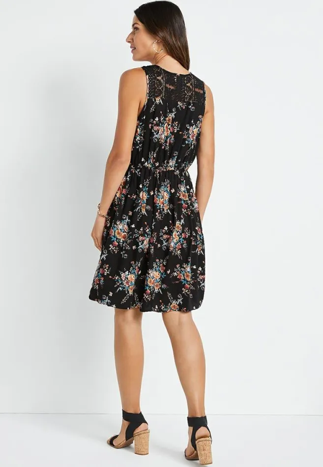 Women Black Floral Strappy Lace Mini Dress Maurices Dresses and Jumpsuits