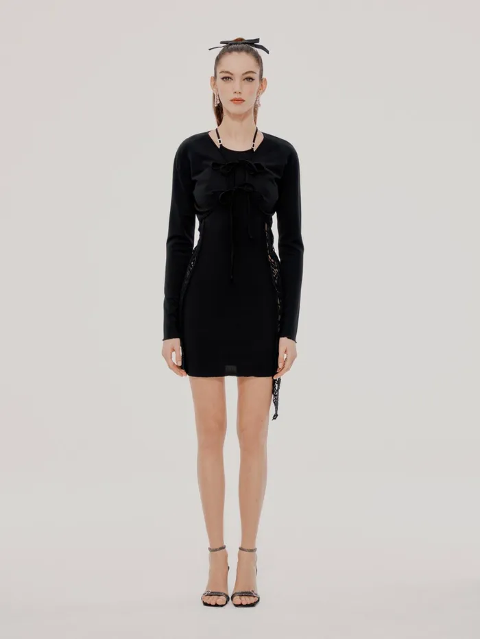 Women Black Sade Dress Nana Jacqueline LBD