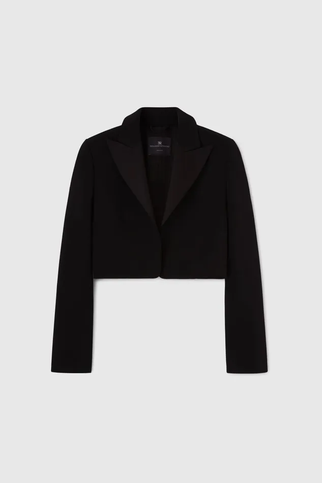 Women Blazers Ermanno Scervino Designer Cropped Interlock Jacket 8211 Ermanno Scervino Black